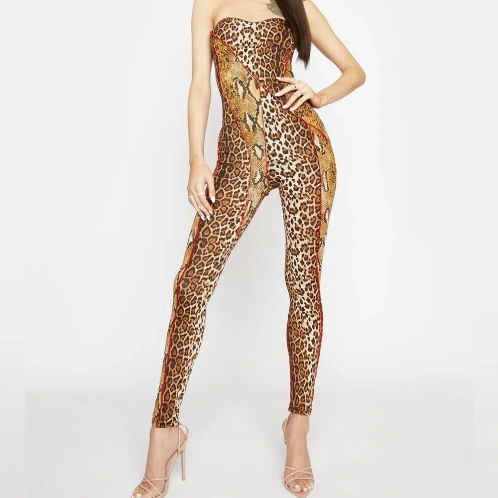NWT Rehab Lab Fierce and Wild Patchwork jumpsuit L - Picture 1 of 9